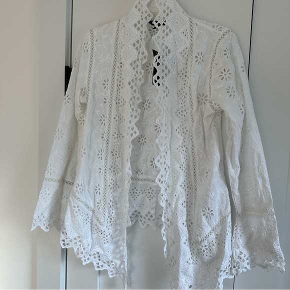 NWT! Lauren Ralph Lauren White Lace Open Front Cardigan - Picture 2 of 11
